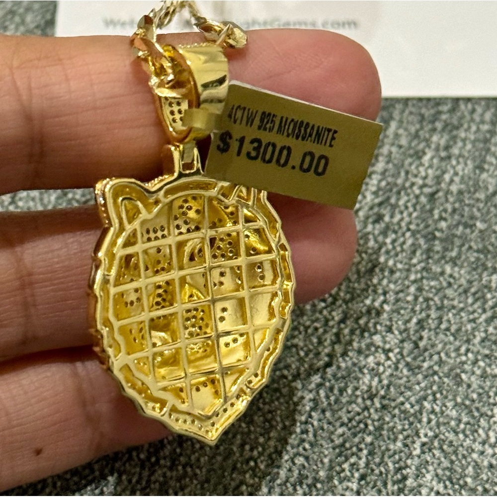 4 cttw VVS GRA Certified Lion Diamond Pendant, Custom made Moissanite Men Charm - Picture 6 of 8